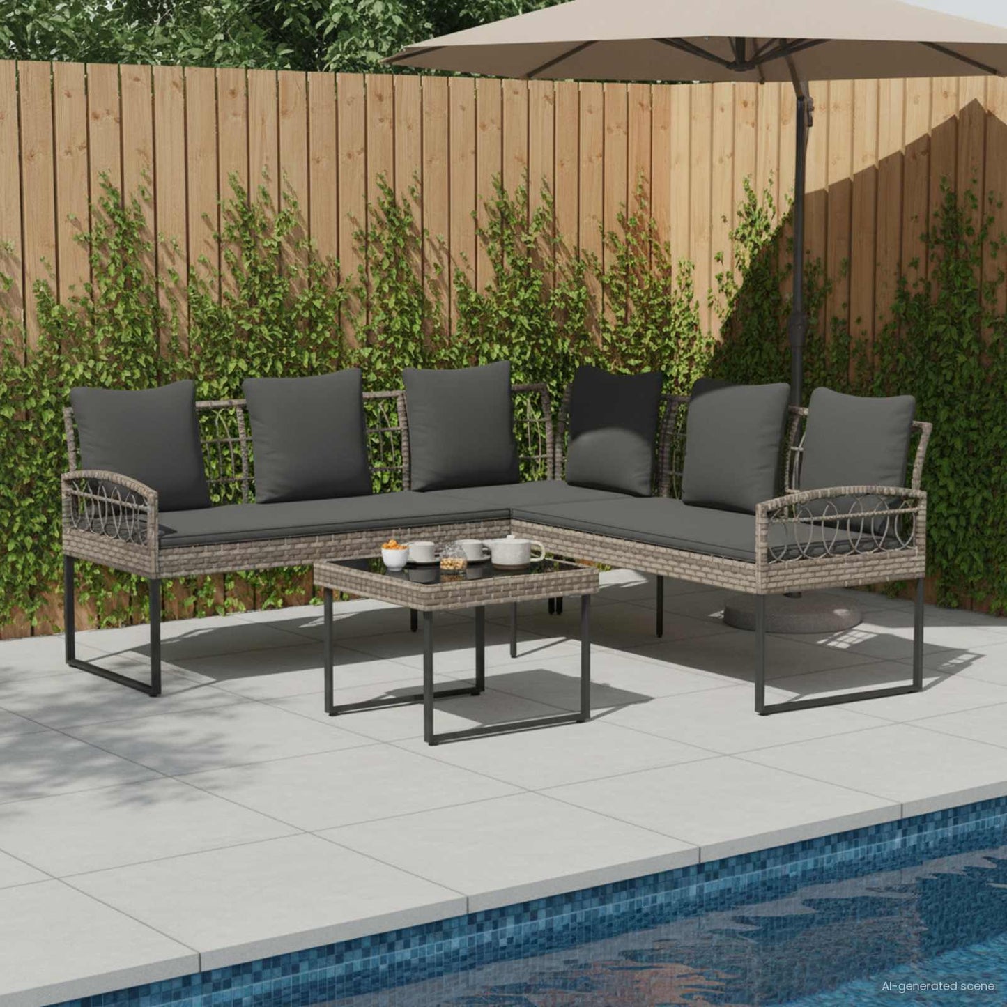 Set di Divano da Giardino con cuscino 2 pcs Grigio