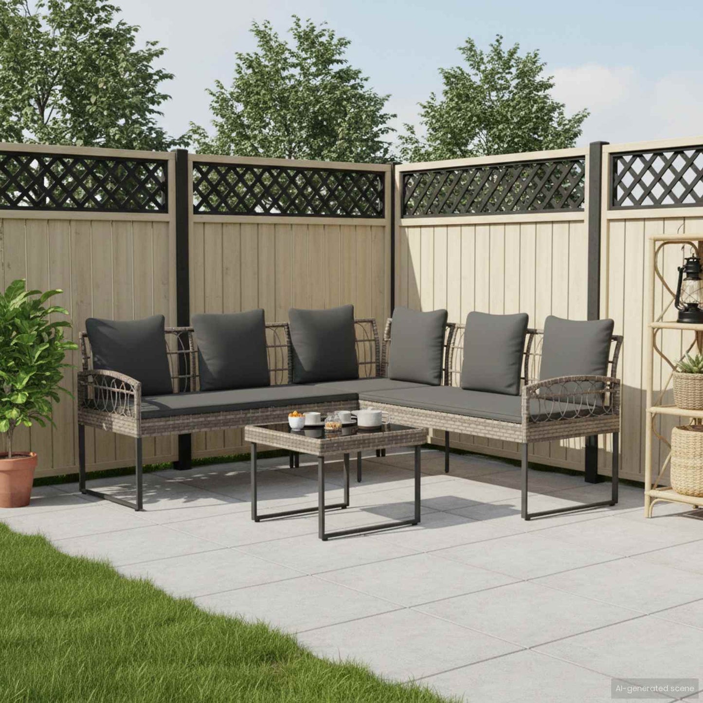 Set di Divano da Giardino con cuscino 2 pcs Grigio