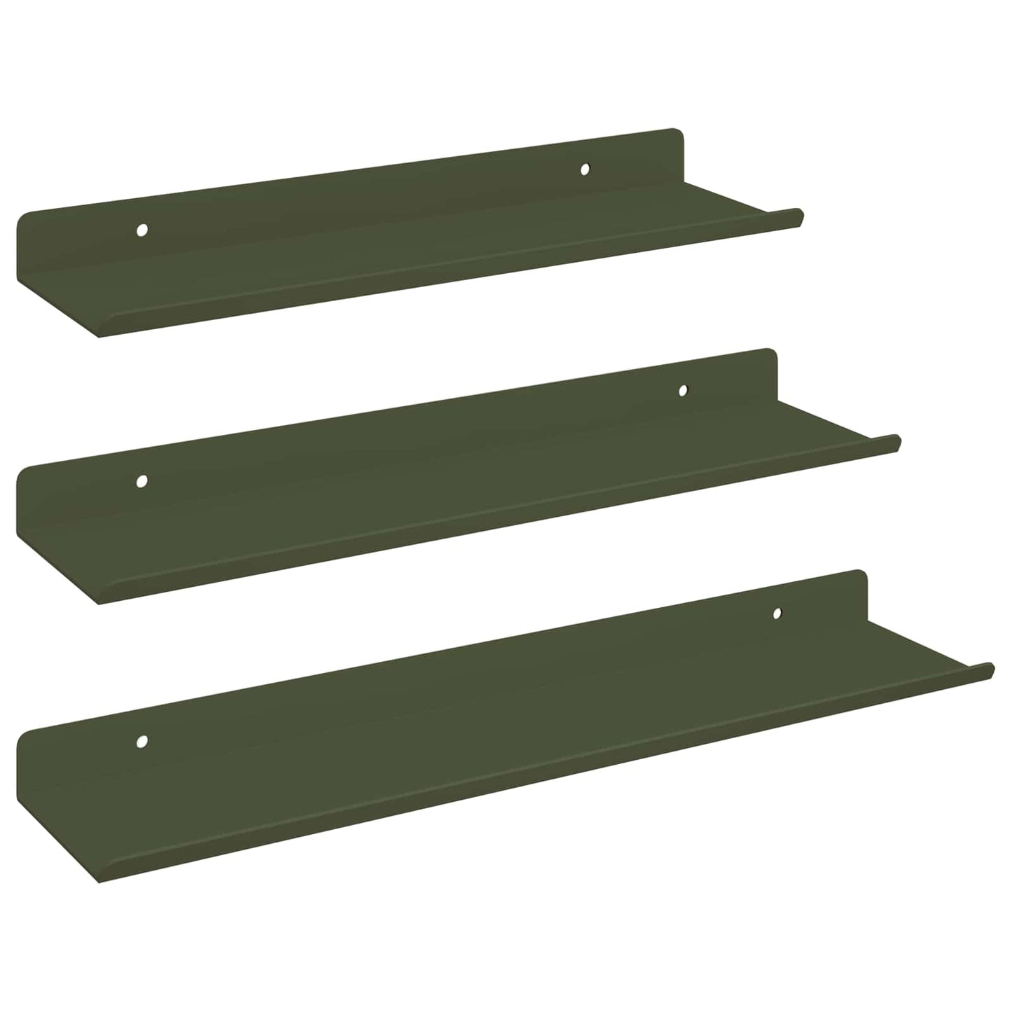 Mensola sospesa 3 pcs Verde oliva 40 x 9 x 2,5 cm Acciaio
