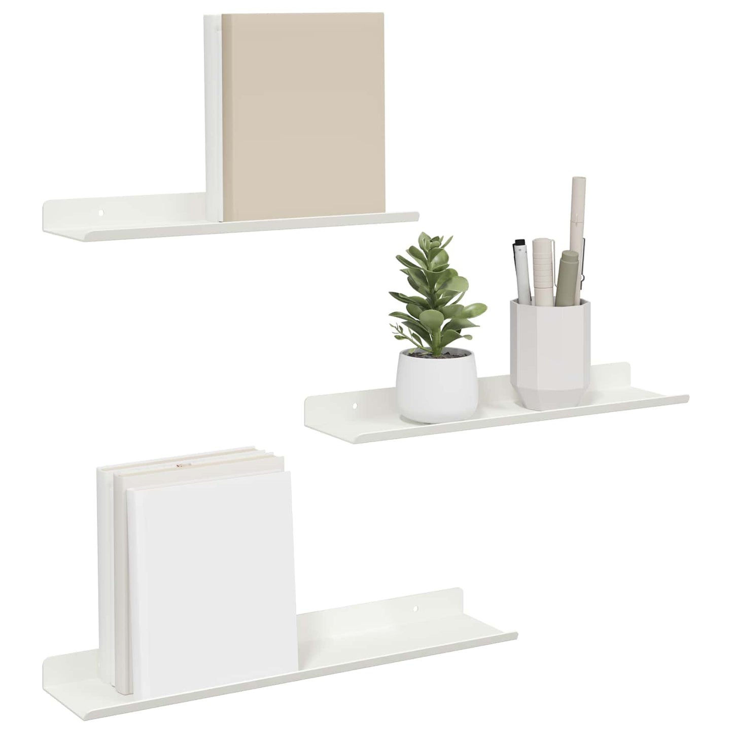 Mensola sospesa 3 pcs Bianco 40 x 9 x 2,5 cm Acciaio
