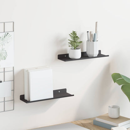 Mensola sospesa 2 pcs Nero 30 x 9 x 2,5 cm Acciaio