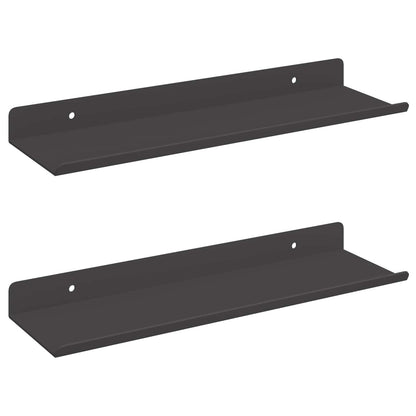 Mensola sospesa 2 pcs Nero 30 x 9 x 2,5 cm Acciaio
