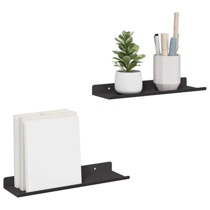 Mensola sospesa 2 pcs Nero 30 x 9 x 2,5 cm Acciaio