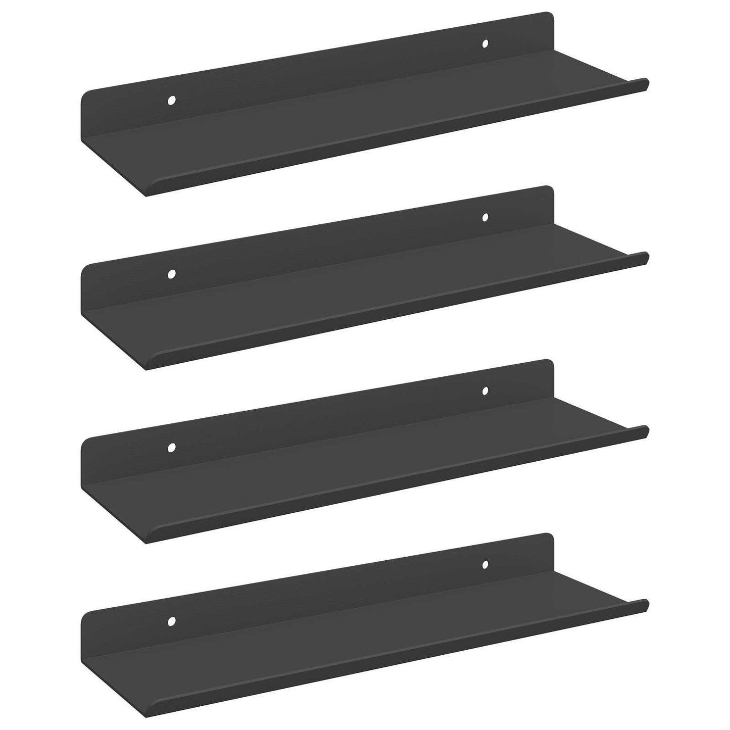 Mensola sospesa 4 pcs Nero 30 x 9 x 2,5 cm Acciaio
