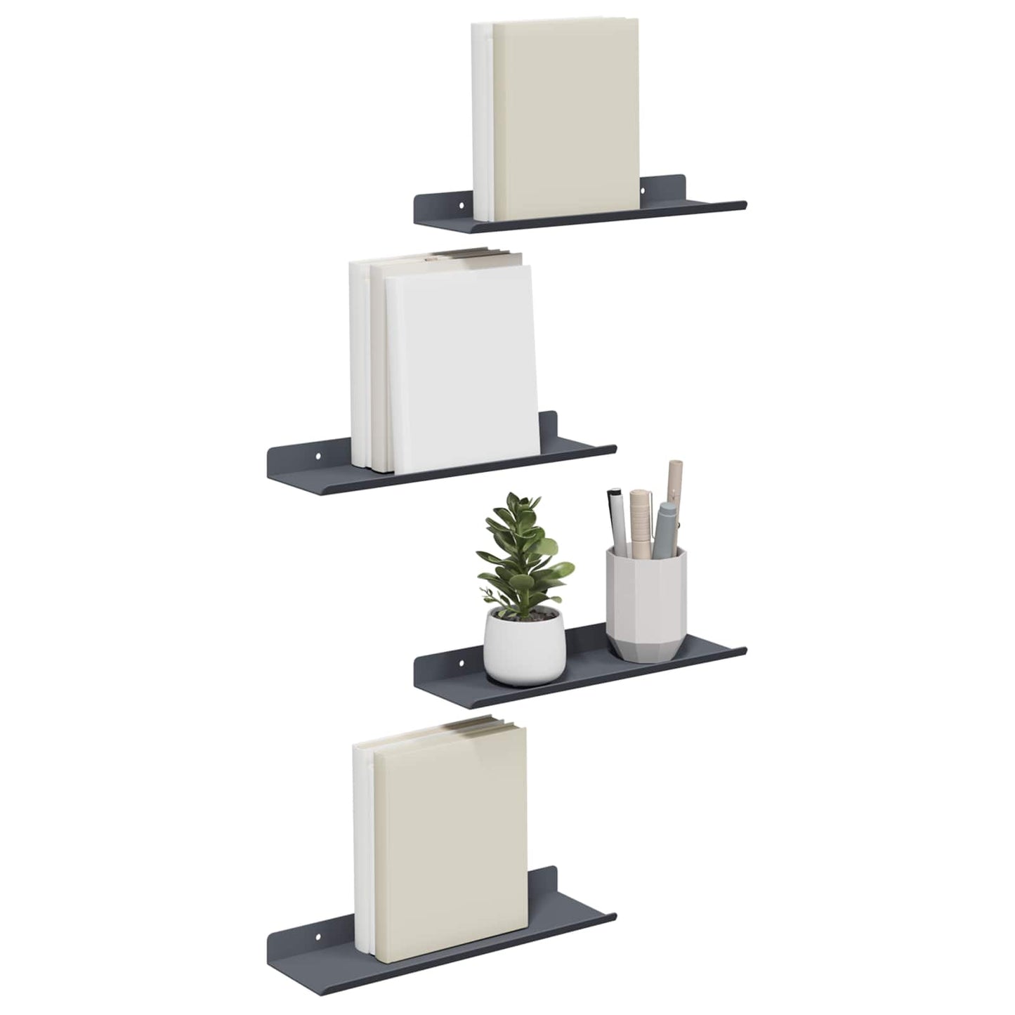 Mensola sospesa 4 pcs Antracite 30 x 9 x 2,5 cm Acciaio