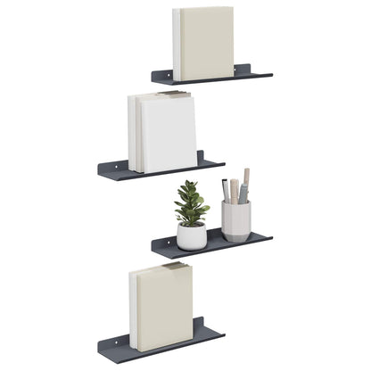 Mensola sospesa 4 pcs Antracite 30 x 9 x 2,5 cm Acciaio