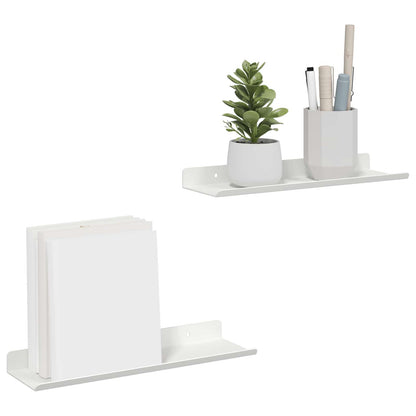 Mensola sospesa 2 pcs Bianco 30 x 9 x 2,5 cm Acciaio