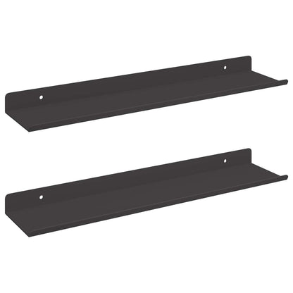 Mensola sospesa 2 pcs Nero 40 x 8,5 x 2,5 cm Acciaio