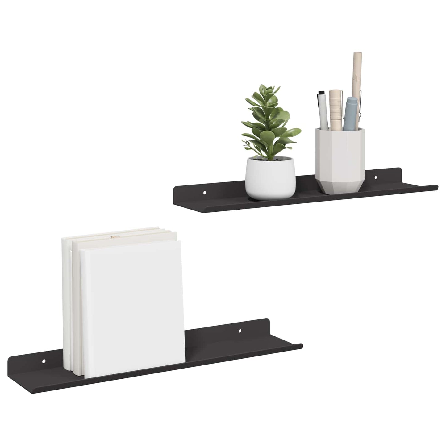 Mensola sospesa 2 pcs Nero 40 x 8,5 x 2,5 cm Acciaio