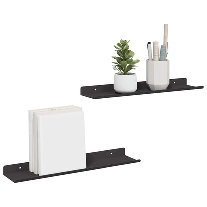 Mensola sospesa 2 pcs Nero 40 x 8,5 x 2,5 cm Acciaio