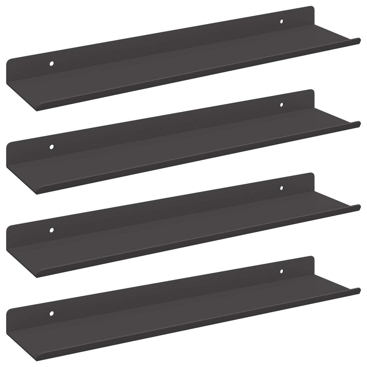 Mensola sospesa 4 pcs Nero 40 x 9 x 2,5 cm Acciaio