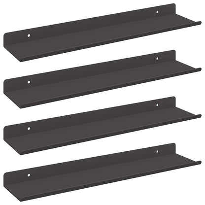 Mensola sospesa 4 pcs Nero 40 x 9 x 2,5 cm Acciaio