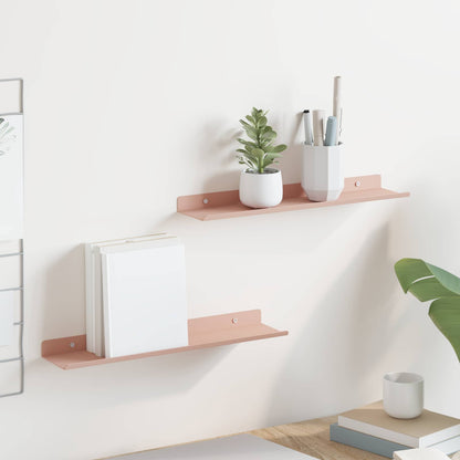 Mensola sospesa 2 pcs Rosa 40 x 9 x 2,5 cm Acciaio