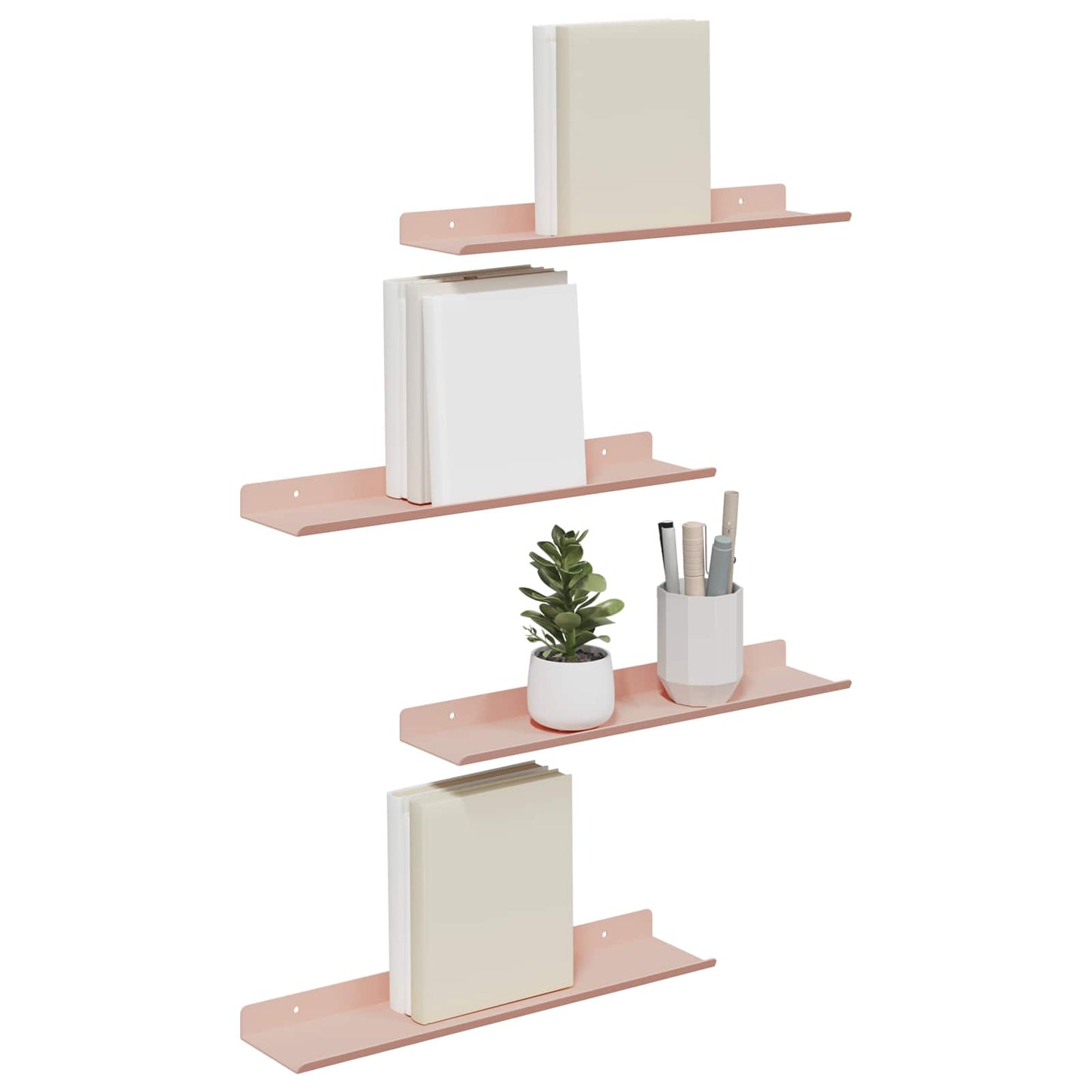 Mensola sospesa 4 pcs Rosa 40 x 9 x 2,5 cm Acciaio