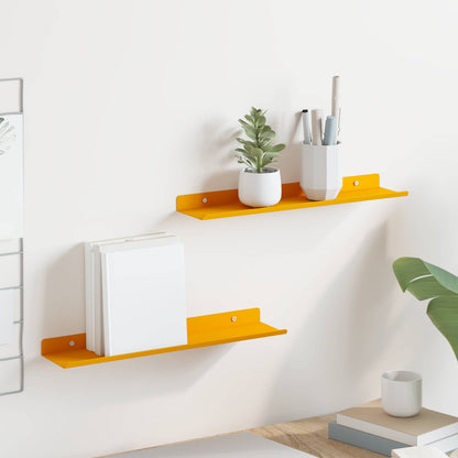 Mensola sospesa 2 pcs Giallo senape 40 x 9 x 2,5 cm Acciaio