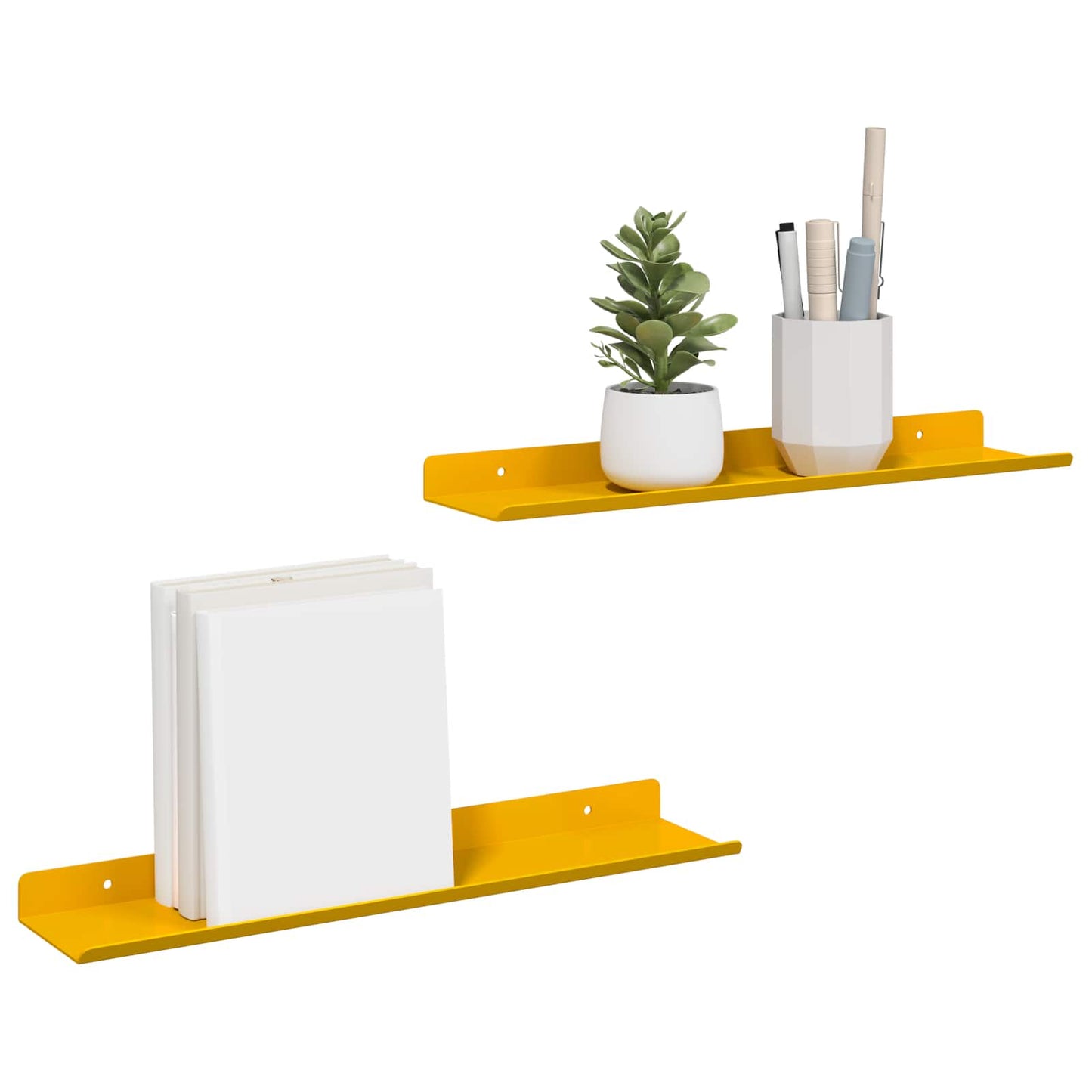 Mensola sospesa 2 pcs Giallo senape 40 x 9 x 2,5 cm Acciaio