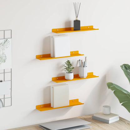 Mensola sospesa 4 pcs Giallo senape 40 x 9 x 2,5 cm Acciaio