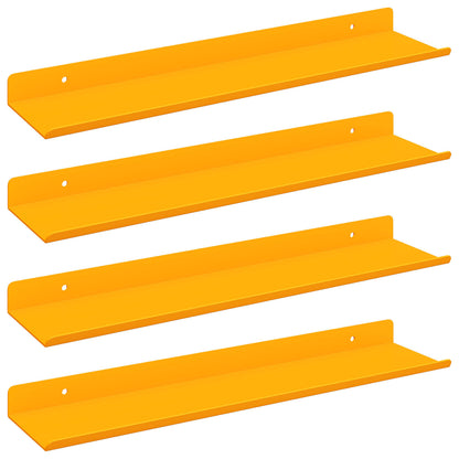 Mensola sospesa 4 pcs Giallo senape 40 x 9 x 2,5 cm Acciaio