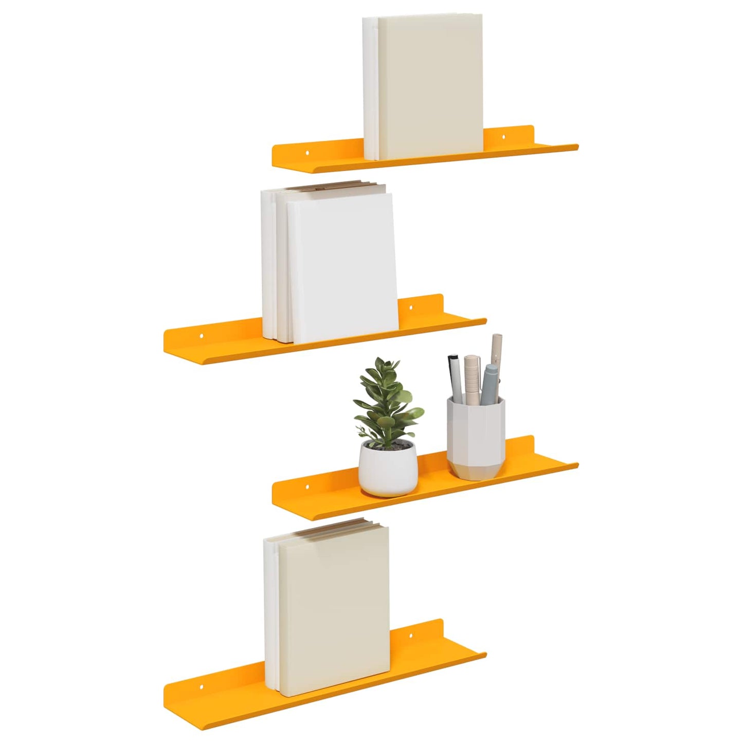 Mensola sospesa 4 pcs Giallo senape 40 x 9 x 2,5 cm Acciaio