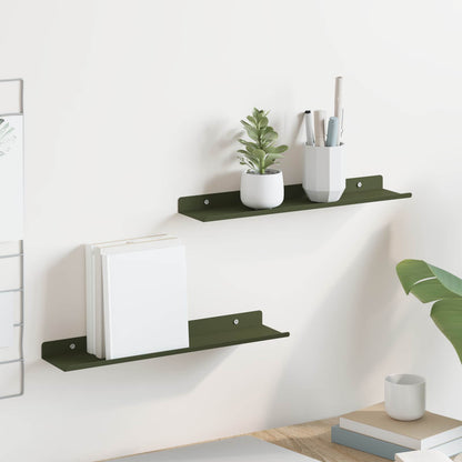 Mensola sospesa 2 pcs Verde oliva 40 x 9 x 2,5 cm Acciaio