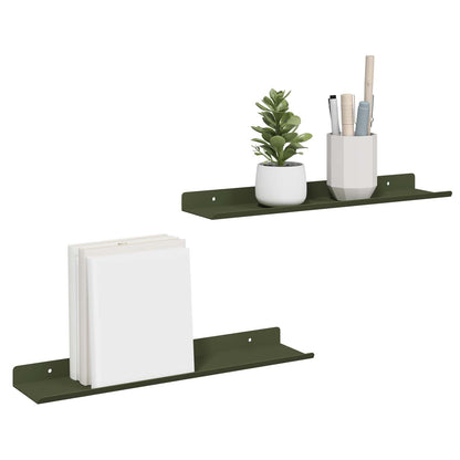 Mensola sospesa 2 pcs Verde oliva 40 x 9 x 2,5 cm Acciaio