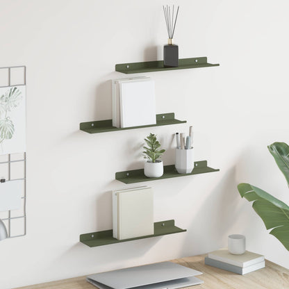 Mensola sospesa 4 pcs Verde oliva 40 x 9 x 2,5 cm Acciaio