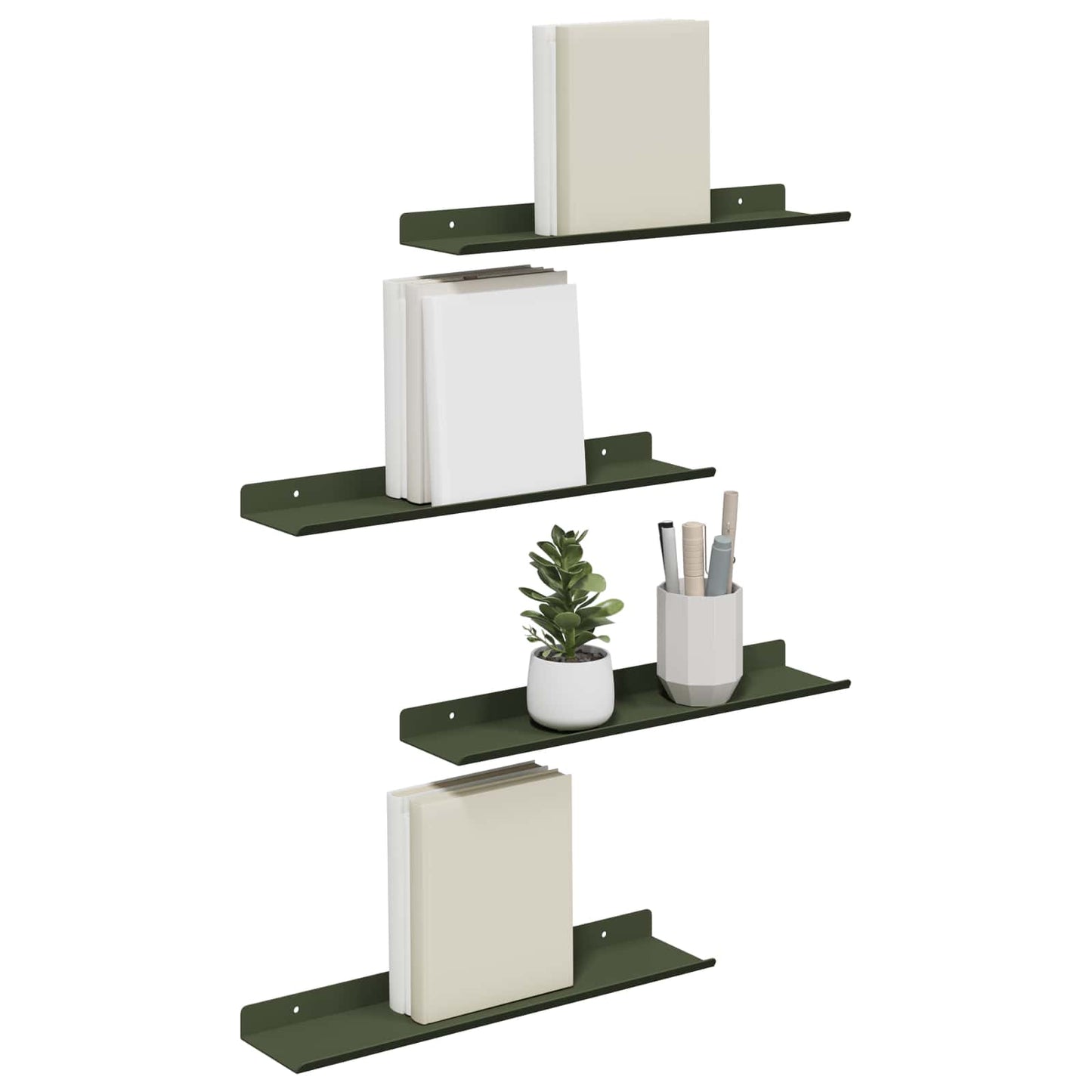 Mensola sospesa 4 pcs Verde oliva 40 x 9 x 2,5 cm Acciaio