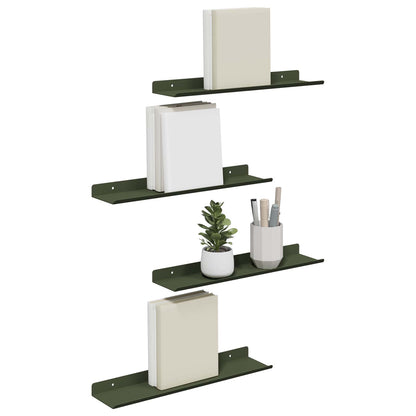 Mensola sospesa 4 pcs Verde oliva 40 x 9 x 2,5 cm Acciaio