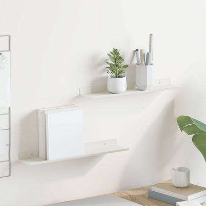 Mensola sospesa 2 pcs Bianco 40 x 9 x 2,5 cm Acciaio