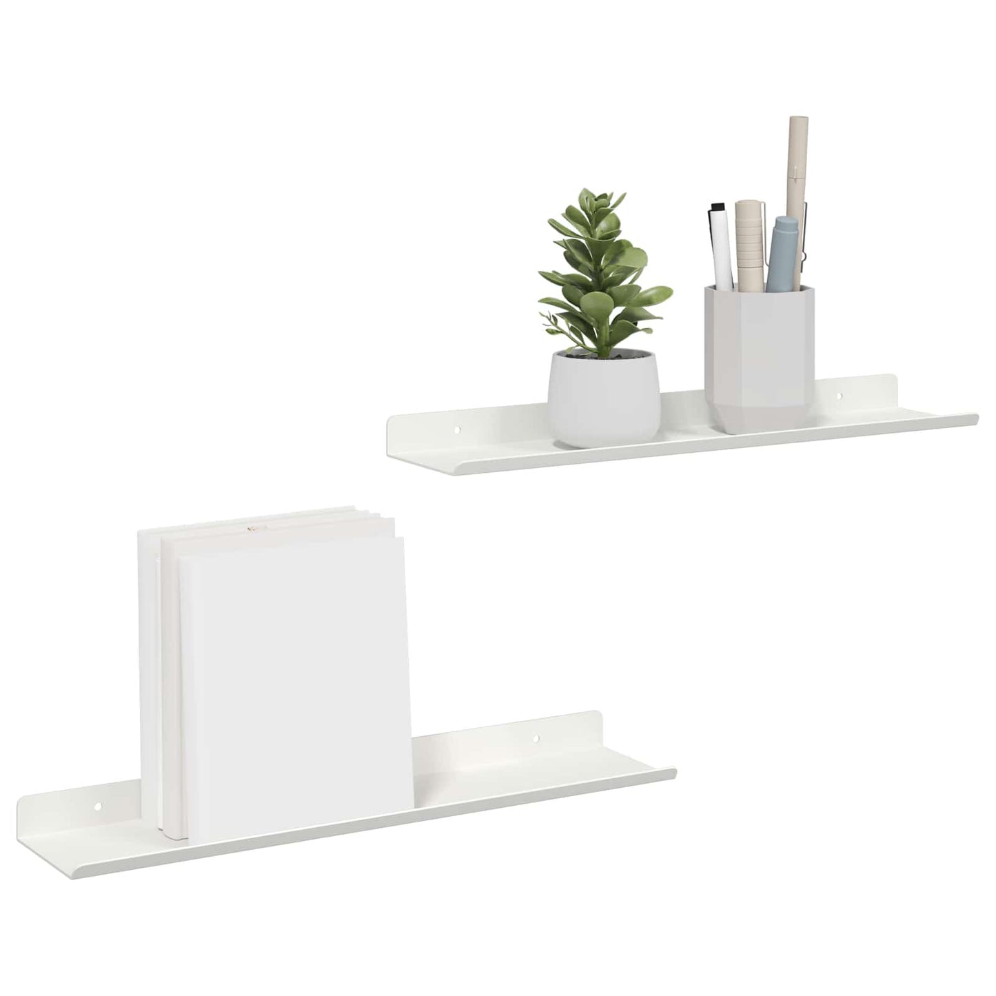 Mensola sospesa 2 pcs Bianco 40 x 9 x 2,5 cm Acciaio