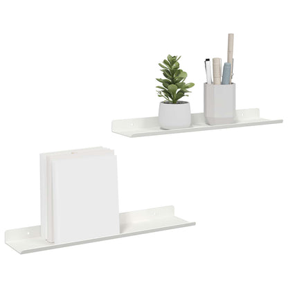 Mensola sospesa 2 pcs Bianco 40 x 9 x 2,5 cm Acciaio