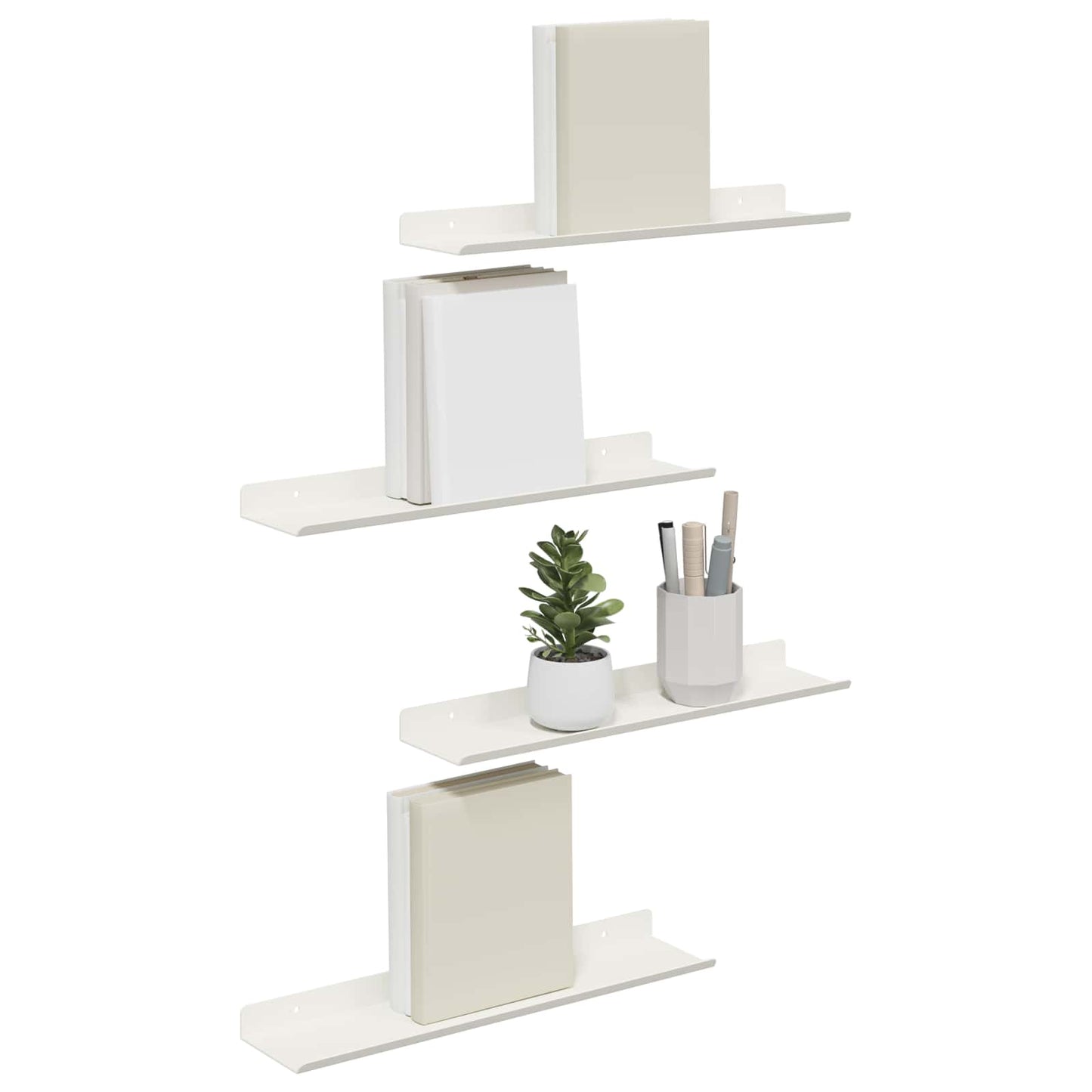 Mensola sospesa 4 pcs Bianco 40 x 9 x 2,5 cm Acciaio