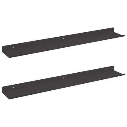 Mensola sospesa 2 pcs Nero 60 x 8,5 x 2,5 cm Acciaio