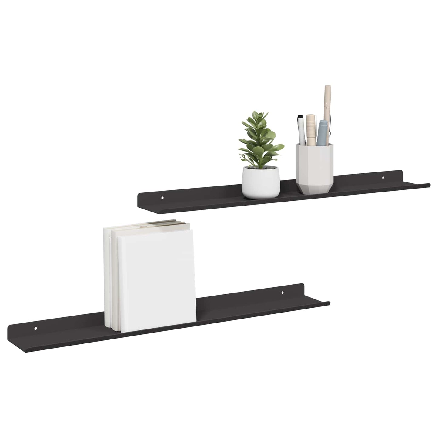 Mensola sospesa 2 pcs Nero 60 x 8,5 x 2,5 cm Acciaio