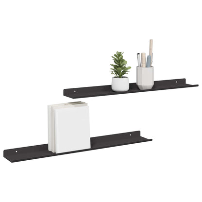 Mensola sospesa 2 pcs Nero 60 x 8,5 x 2,5 cm Acciaio
