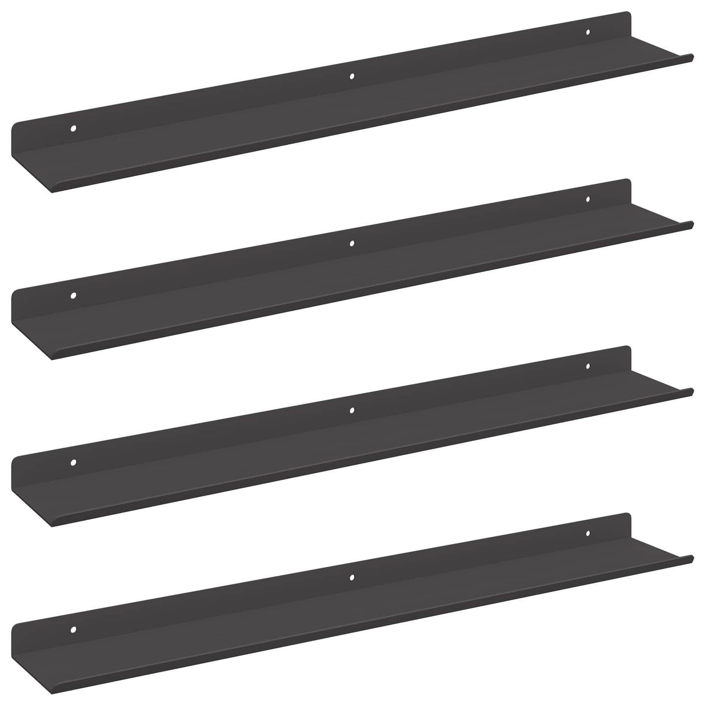 Mensola sospesa 4 pcs Nero 60 x 9 x 2,5 cm Acciaio