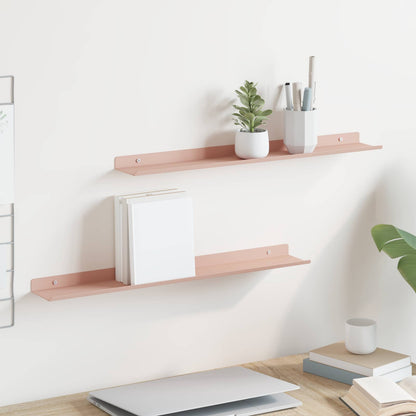 Mensola sospesa 2 pcs Rosa 60 x 9 x 2,5 cm Acciaio