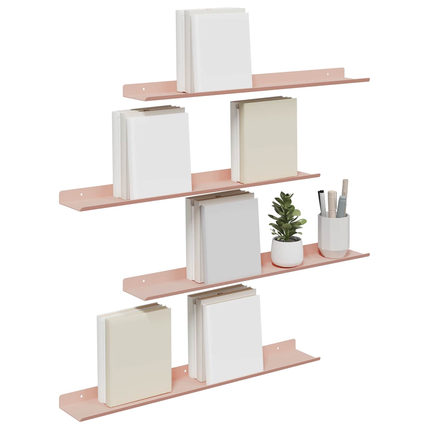 Mensola sospesa 4 pcs Rosa 60 x 9 x 2,5 cm Acciaio