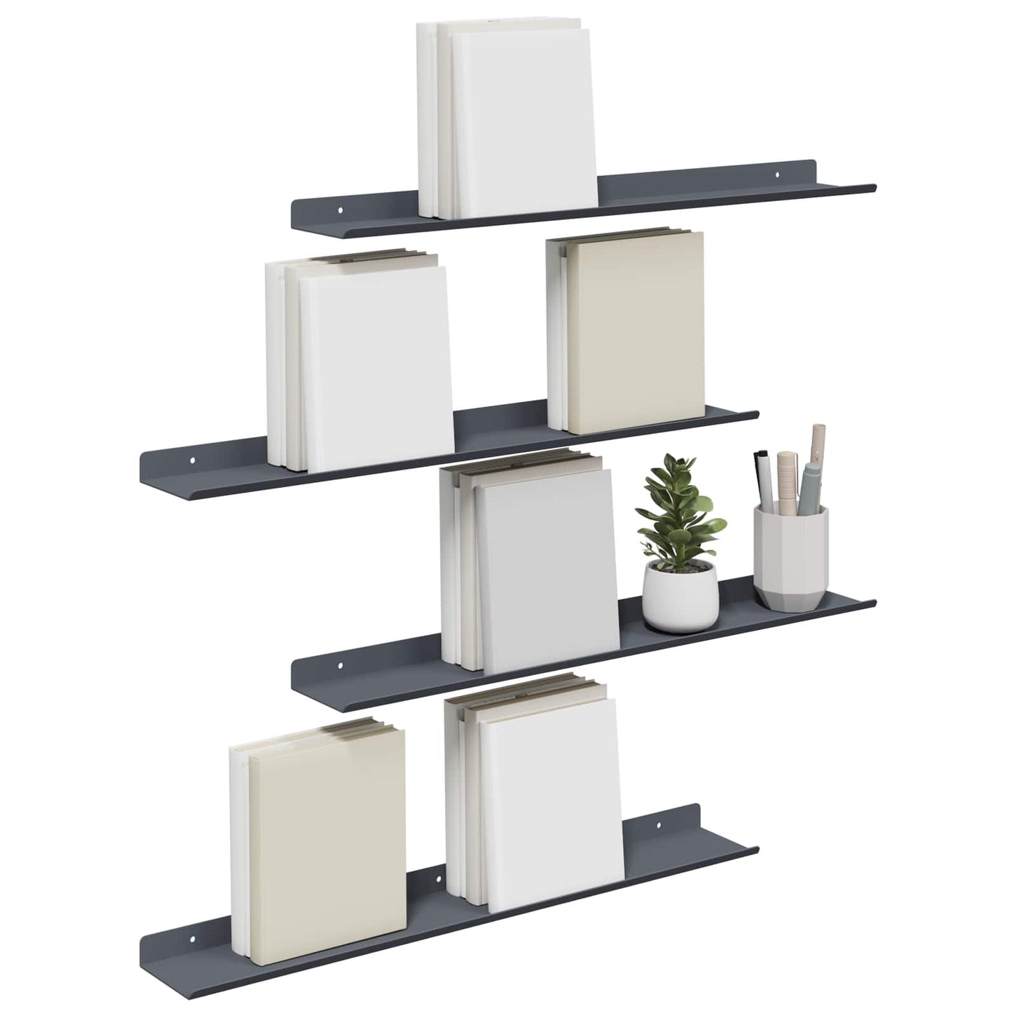 Mensola sospesa 4 pcs Antracite 60 x 9 x 2,5 cm Acciaio