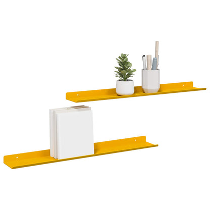 Mensola sospesa 2 pcs Giallo senape 60 x 9 x 2,5 cm Acciaio
