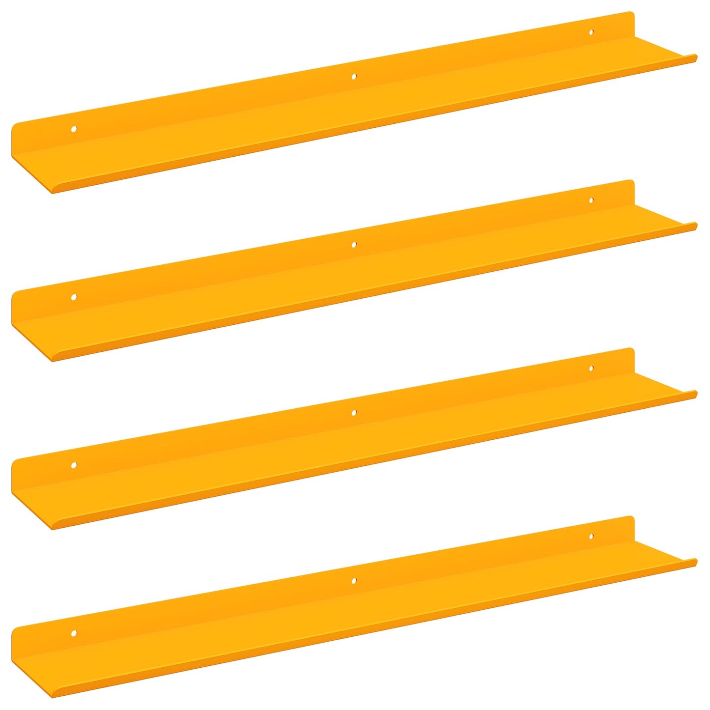 Mensola sospesa 4 pcs Giallo senape 60 x 9 x 2,5 cm Acciaio