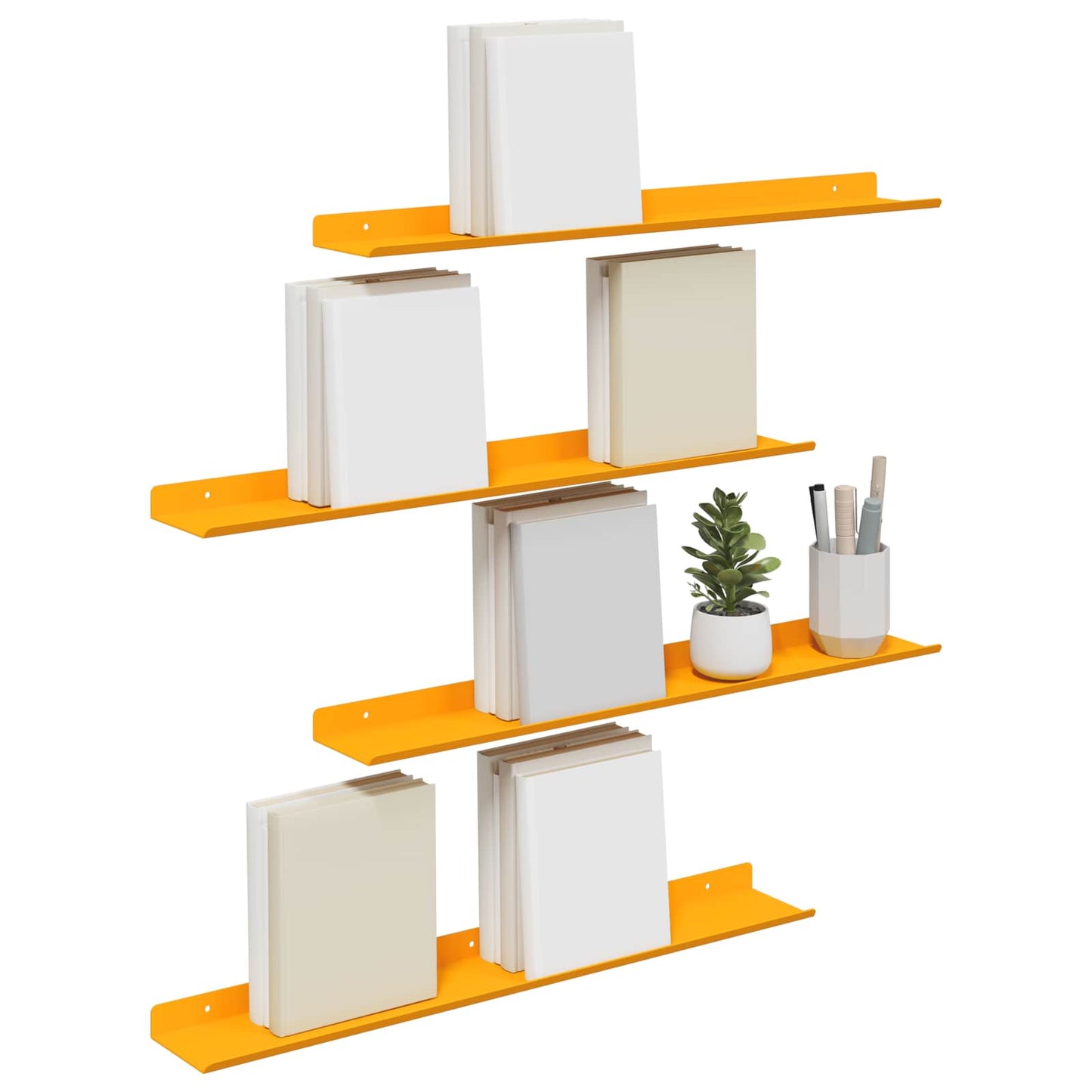 Mensola sospesa 4 pcs Giallo senape 60 x 9 x 2,5 cm Acciaio