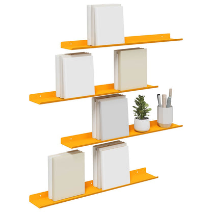 Mensola sospesa 4 pcs Giallo senape 60 x 9 x 2,5 cm Acciaio