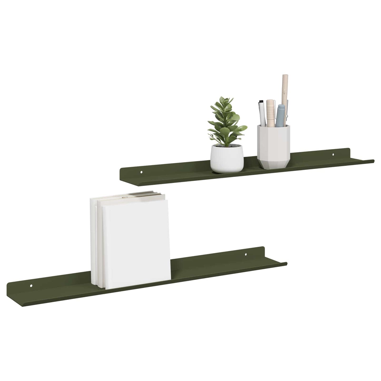 Mensola sospesa 2 pcs Verde oliva 60 x 9 x 2,5 cm Acciaio
