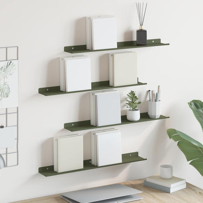 Mensola sospesa 4 pcs Verde oliva 60 x 9 x 2,5 cm Acciaio