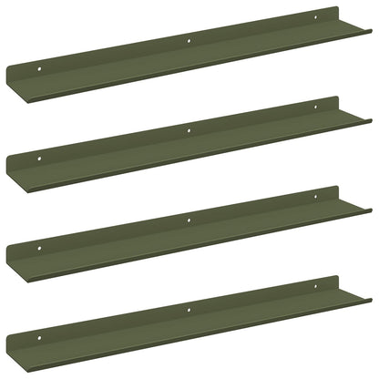 Mensola sospesa 4 pcs Verde oliva 60 x 9 x 2,5 cm Acciaio