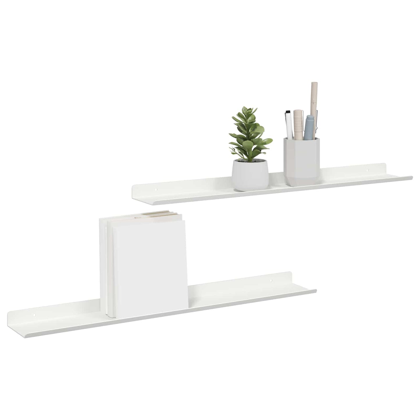 Mensola sospesa 2 pcs Bianco 60 x 9 x 2,5 cm Acciaio
