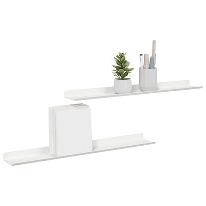 Mensola sospesa 2 pcs Bianco 60 x 9 x 2,5 cm Acciaio