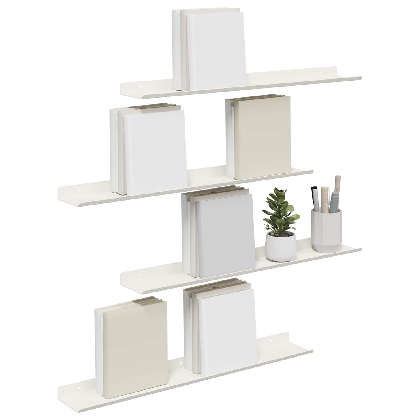 Mensola sospesa 4 pcs Bianco 60 x 9 x 2,5 cm Acciaio