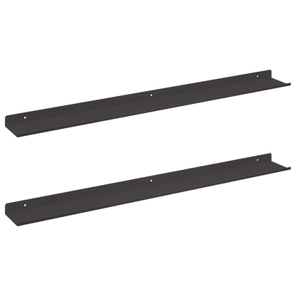 Mensola sospesa 2 pcs Nero 80 x 9 x 2,5 cm Acciaio